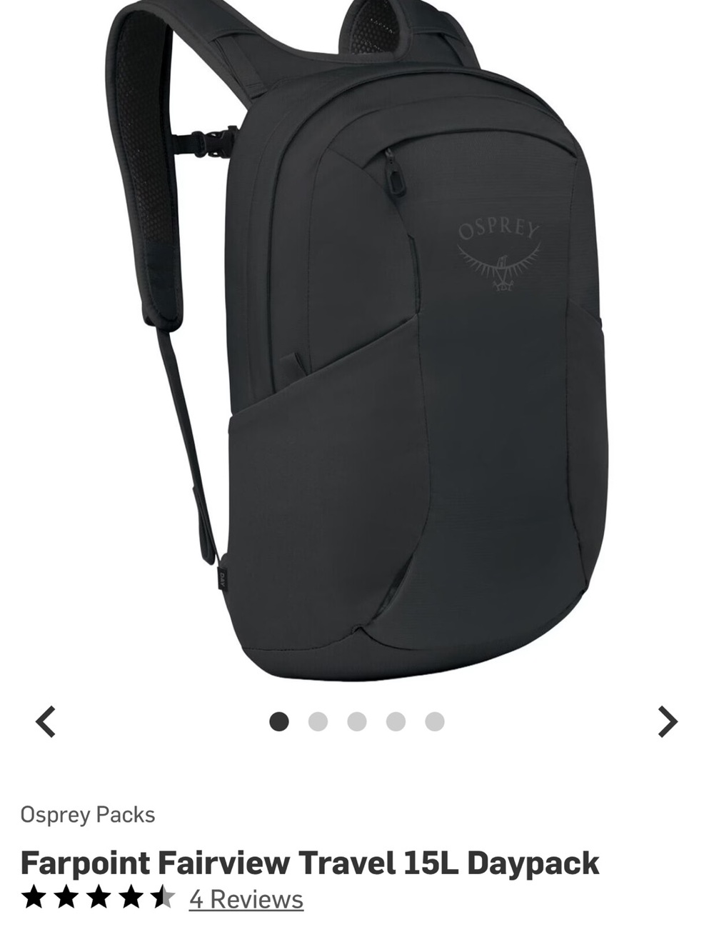 OSPREY Travel Daypack 15L in Black